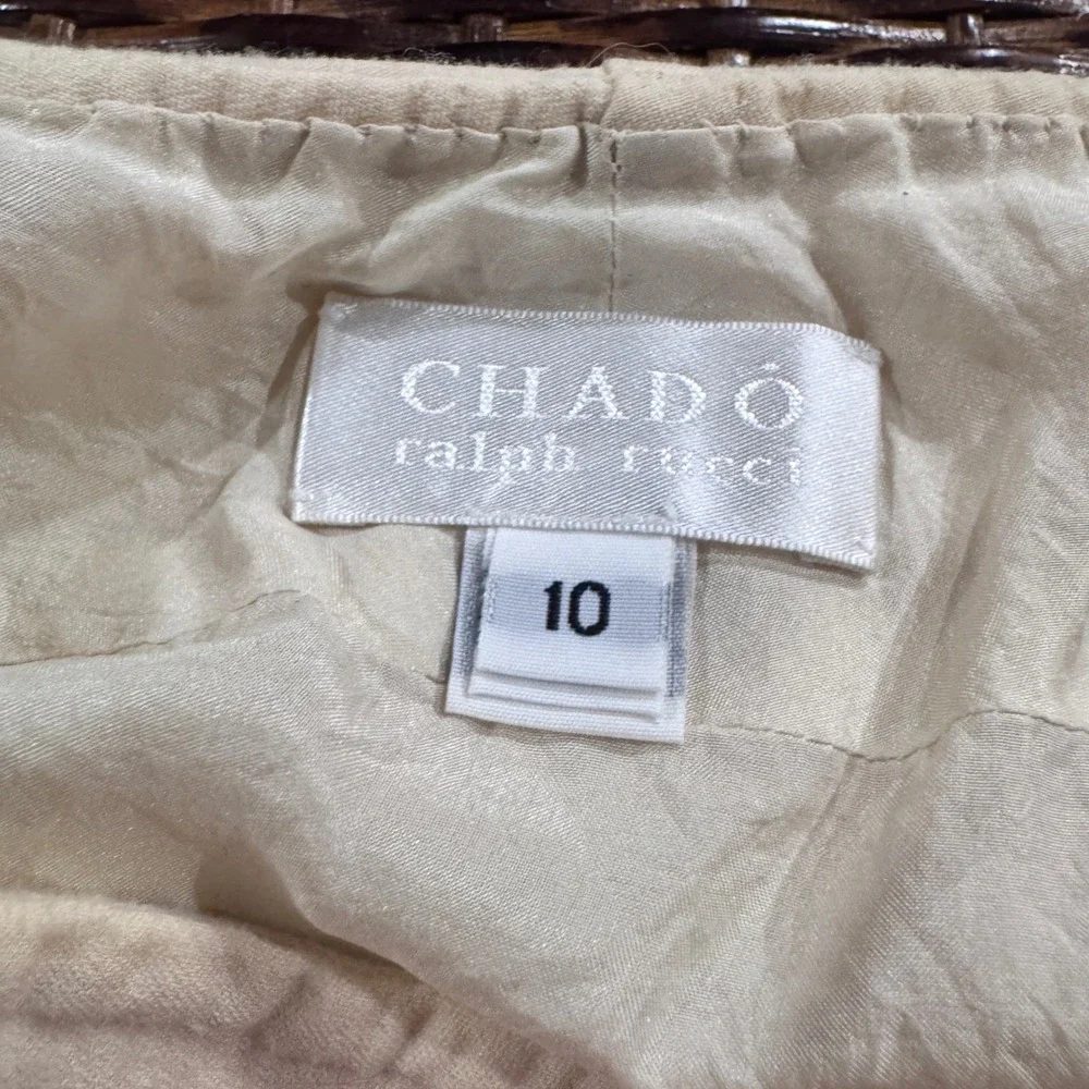 CHADÓ Ralph Rucci Beige Wool Pencil Skirt Size 10 Knee‎ Length Classic